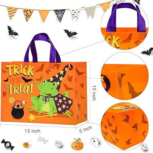 Miniatura 5 de Loveinside Bolsas de regalo recicladas medianas de Halloween con asas, bolsa de regalo reutilizable para fiesta de Halloween, bolsa de compras - 13