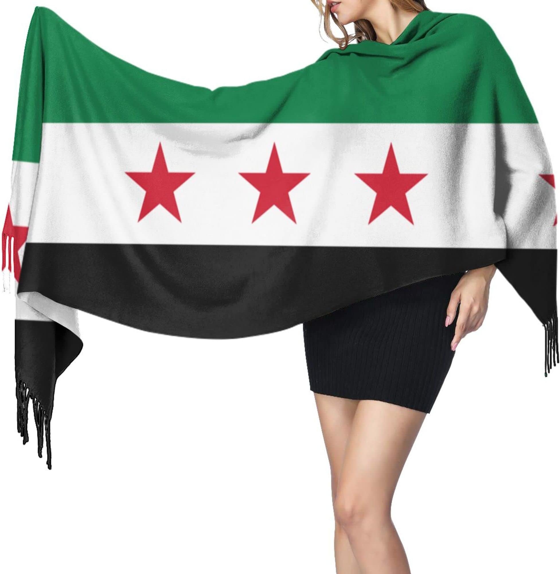 MOCSONEAmerican flag and Cuba flag Womens Winter Scarf Cashmere Feel Shawl Wrap Soft Warm Blanket Scarves Fringe Scarf