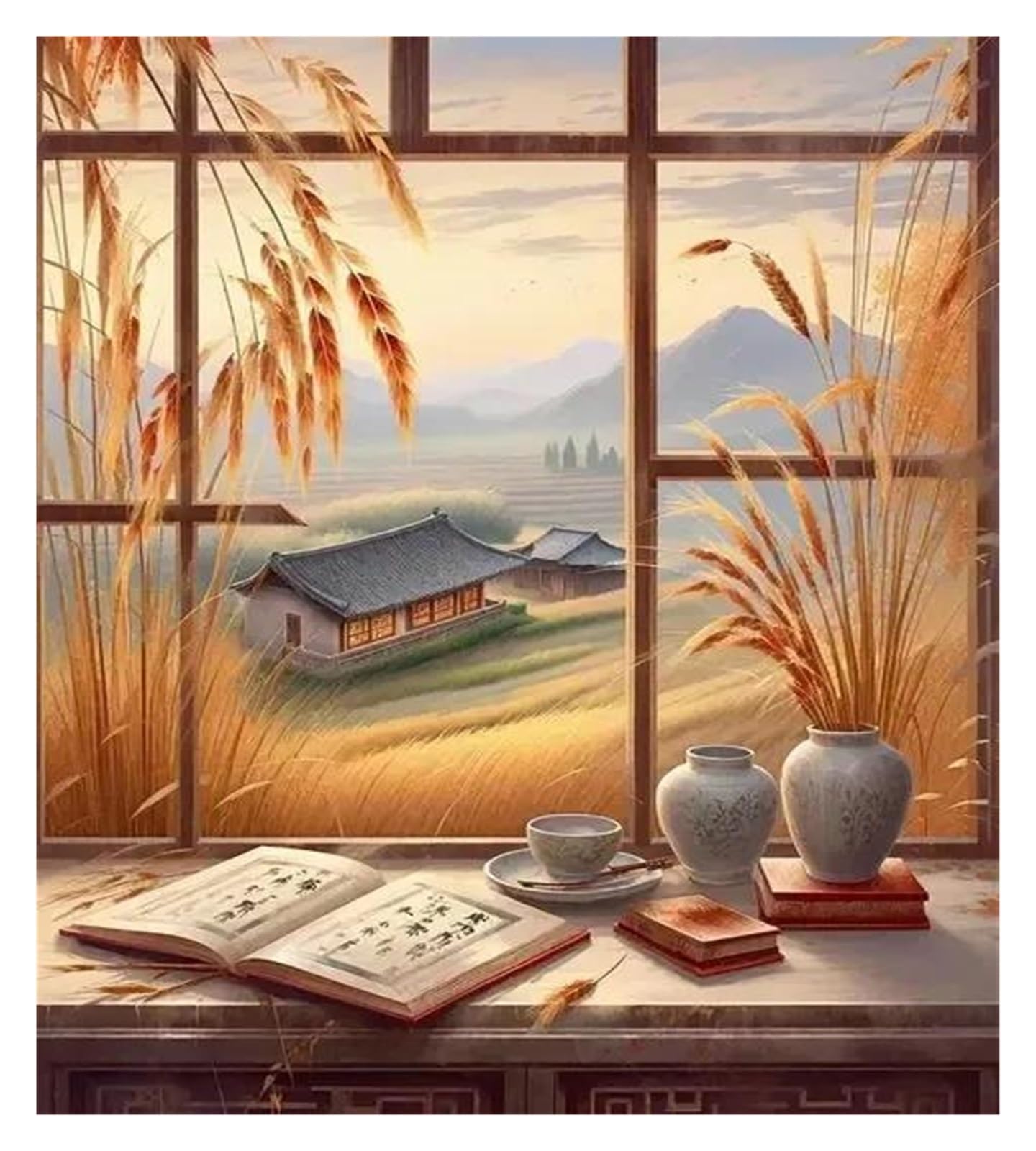 Tableau déco nature peinture sur toile aquarelle d'automne adultes