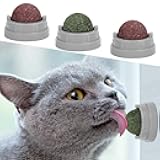 SINROBO 3 Pack Catnip Balls, Catnip Ball for Cats Wall, Edible Kitty Toys for Cats Lick, Safe Healthy Kitten Chew Toys, Teeth Cleaning Dental Cat Toys, Cat Wall Treats (Grey)