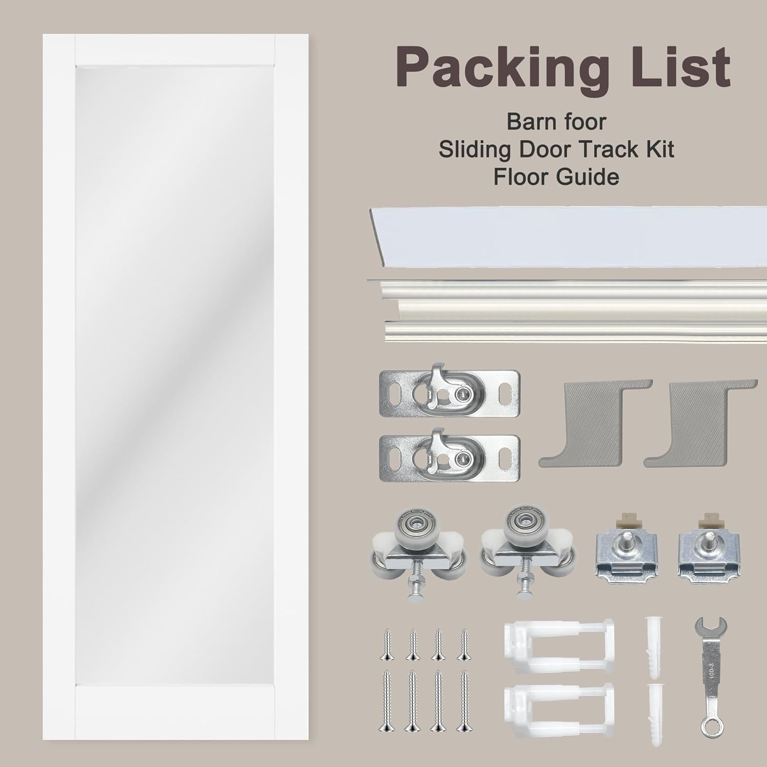 Packing list for barn door hardware