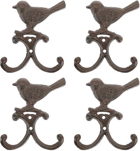 Cabilock Gancho de hierro fundido para pájaros, gancho para puerta, decoración de metal, gancho para toallas de baño, ganchos de hierro fundido,