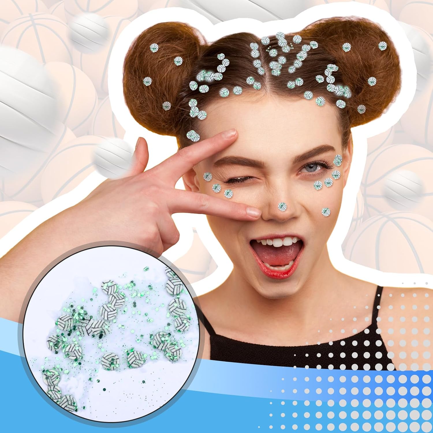 Weysat 30g Mini Volleyball Polymer Clay Slices 0.2 Inch Tiny Clay Volleyball Pieces Sports Sprinkles Ball Confetti for Clips Nail Art DIY Craft Party Decoration Favors for Team Sports Lover