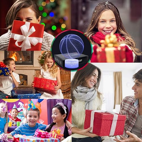 Miniatura 7 de Luz nocturna de baloncesto, efecto ilusión 3D, luz de lámpara con control remoto, colores RGB y regulables, ideas de regalo de Navidad para amantes