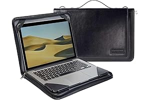 Black Leather Laptop Messenger Case Compatible with Acer Flagship CB3-532 15.6" HD Premium Chromebook