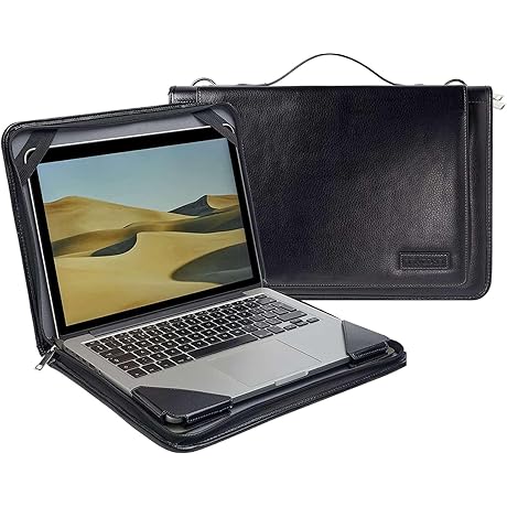 Black Leather Laptop Messenger Case Compatible with Acer Flagship CB3-532 15.6" HD Premium Chromebook