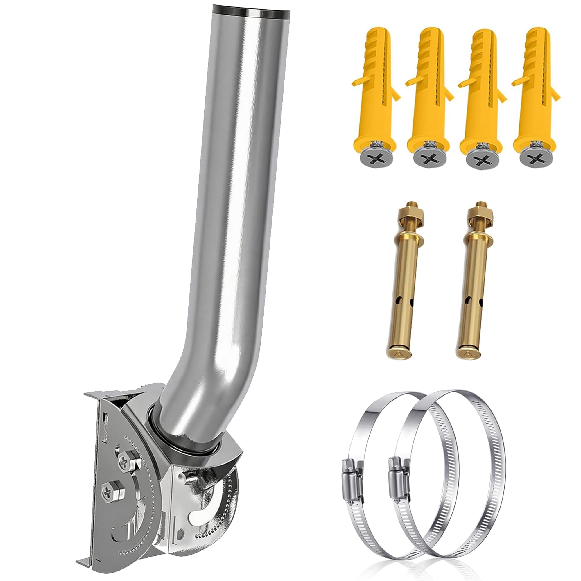 430 Stainless Steel Antenna Mount for Wireless Bridge, 1-Pack 11 in Dual Screw Locking J Pole Mounting Bracket for Wall or Pole, 160° Adjustable, 1.38 in OD, for AP Access Point CPE Extender Repeater