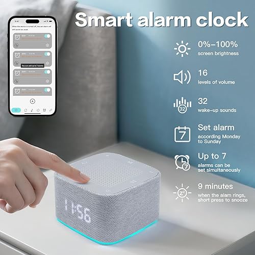 Miniatura 4 de Máquina de ruido blanco, máquina de sonido, reloj despertador, máquina de sonido de viaje, luces nocturnas para dormir, control de aplicación