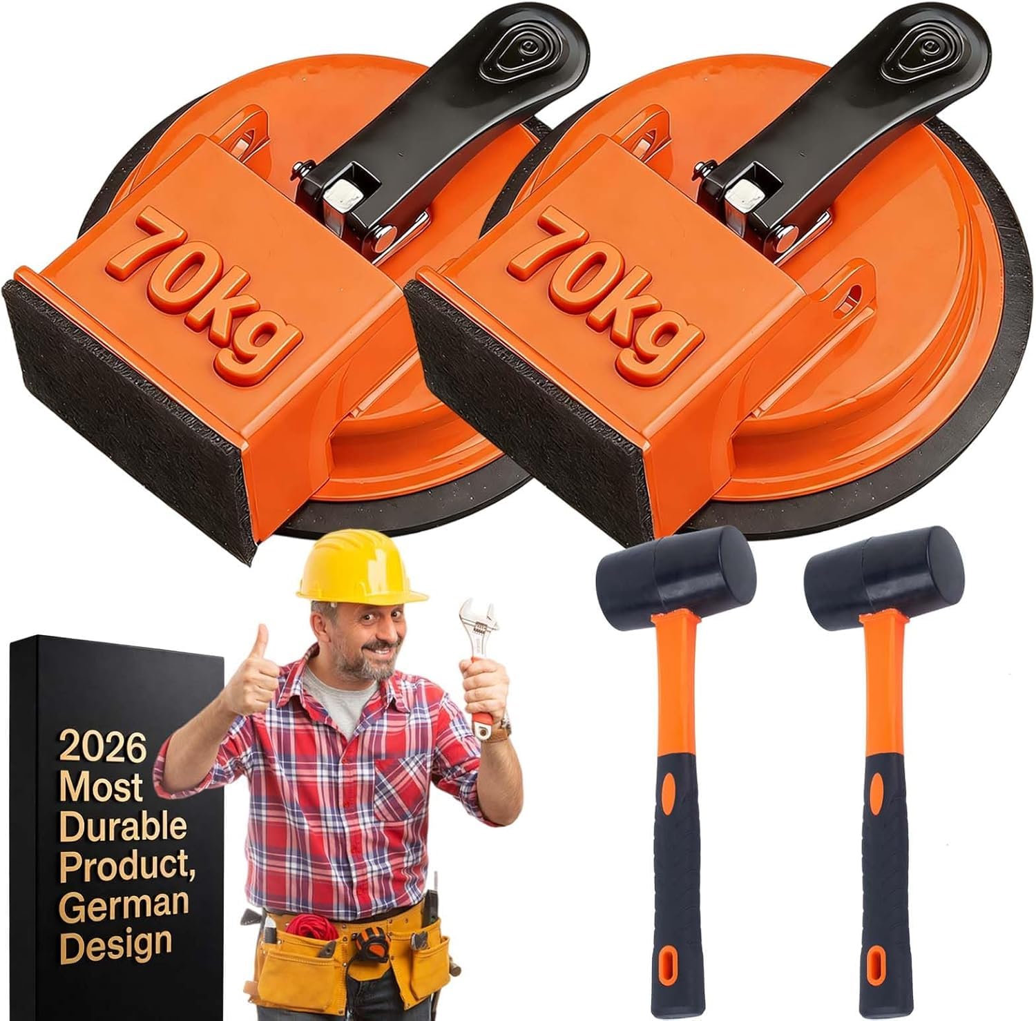 Herramienta De Alta Resistencia para Reparar Huecos En El Suelo con Ventosa - Kit Profesional De Reparación De Suelos Laminados Y De Madera para Cerrar Huecos, Orange