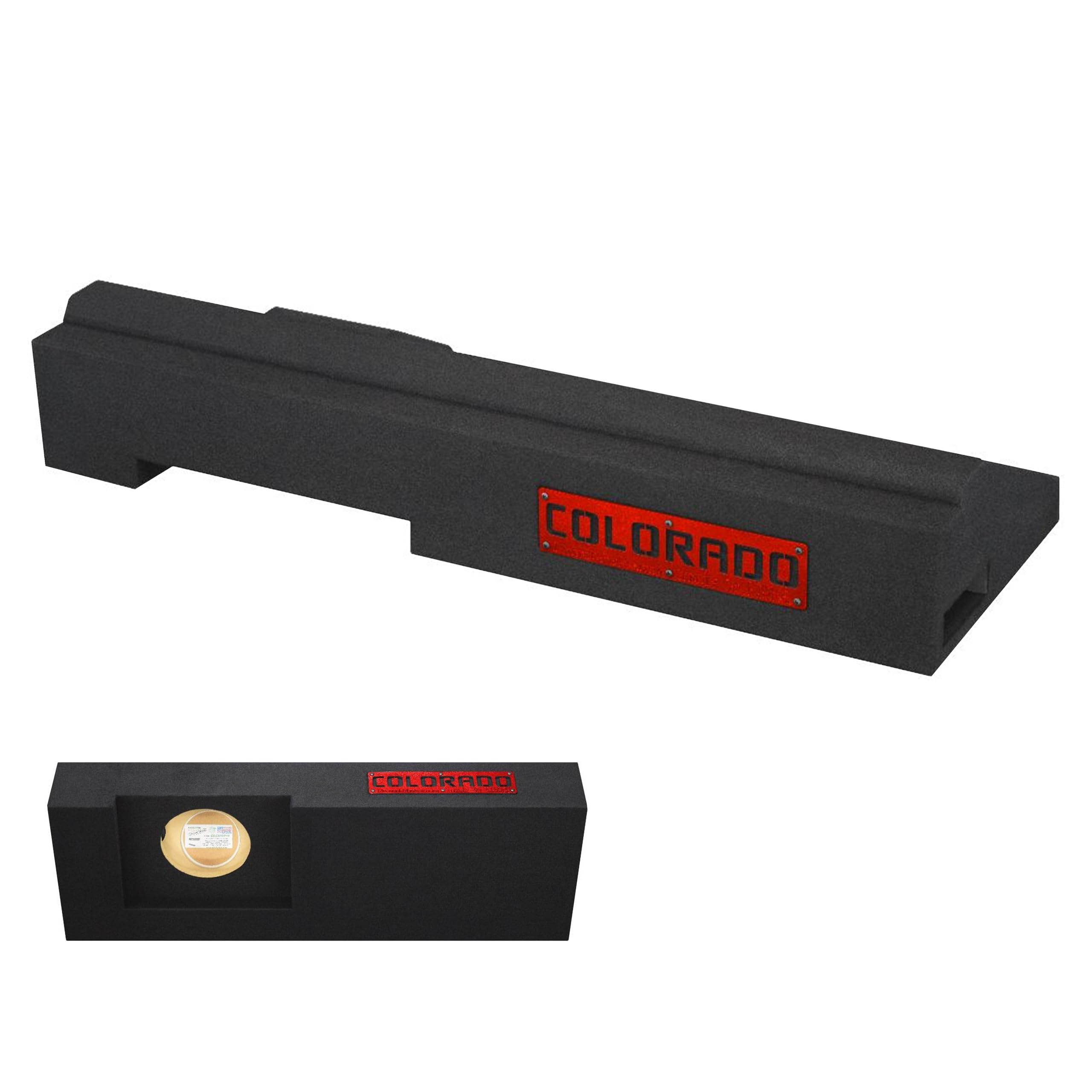 2015-2023 Chevy Colorado Crew Cab Single Ported Vneted Sub Box Ground-Shaker Subwoofer Enclosure Custom Speaker Box Car Audio Ground Shaker (RED, 8")