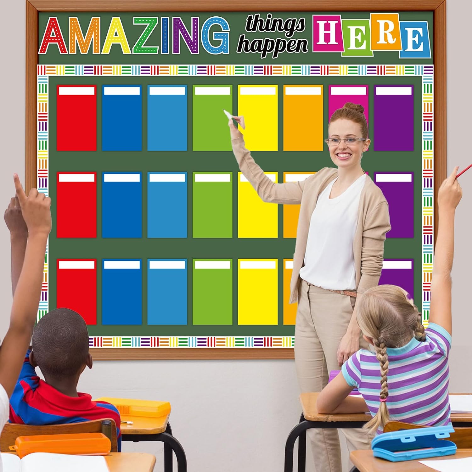 Student Work Display Bulletin Board Decoration Set Colorful Wow Works Display Cutouts Amazing Thing Happen Here Classroom Decor for Teacher Student Back to School Motivational Chalkboard Wall Supplies image 5