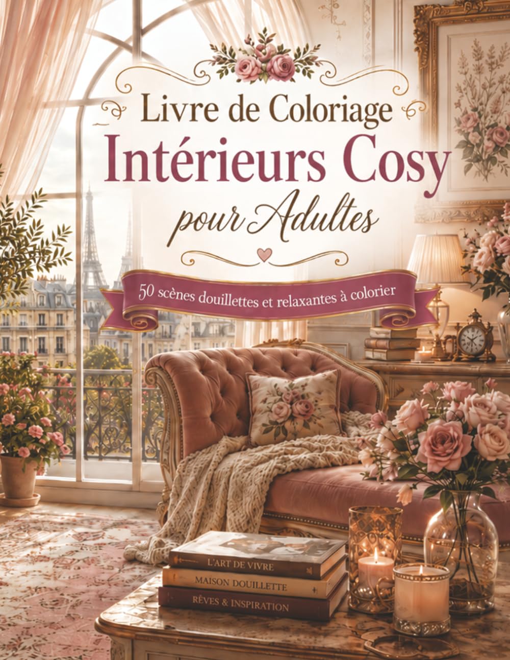 Livre de Coloriage Intérieurs Cosy pour Adultes: 50 dessins élégants et apaisants pour adultes avec salons confortables, chambres cosy, espaces lecture, plantes et décorations douces