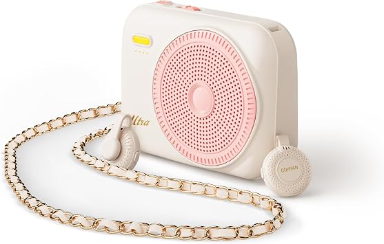 Teacher Voice Amplifier with 2 Wireless Mic & Magnetic Lavalier, Portable Voice Amplifier Personal Classroom Amplifier-Noise Canceling, 30H Working, Mini Pa System for Teaching Tour Guide Yoga Pink