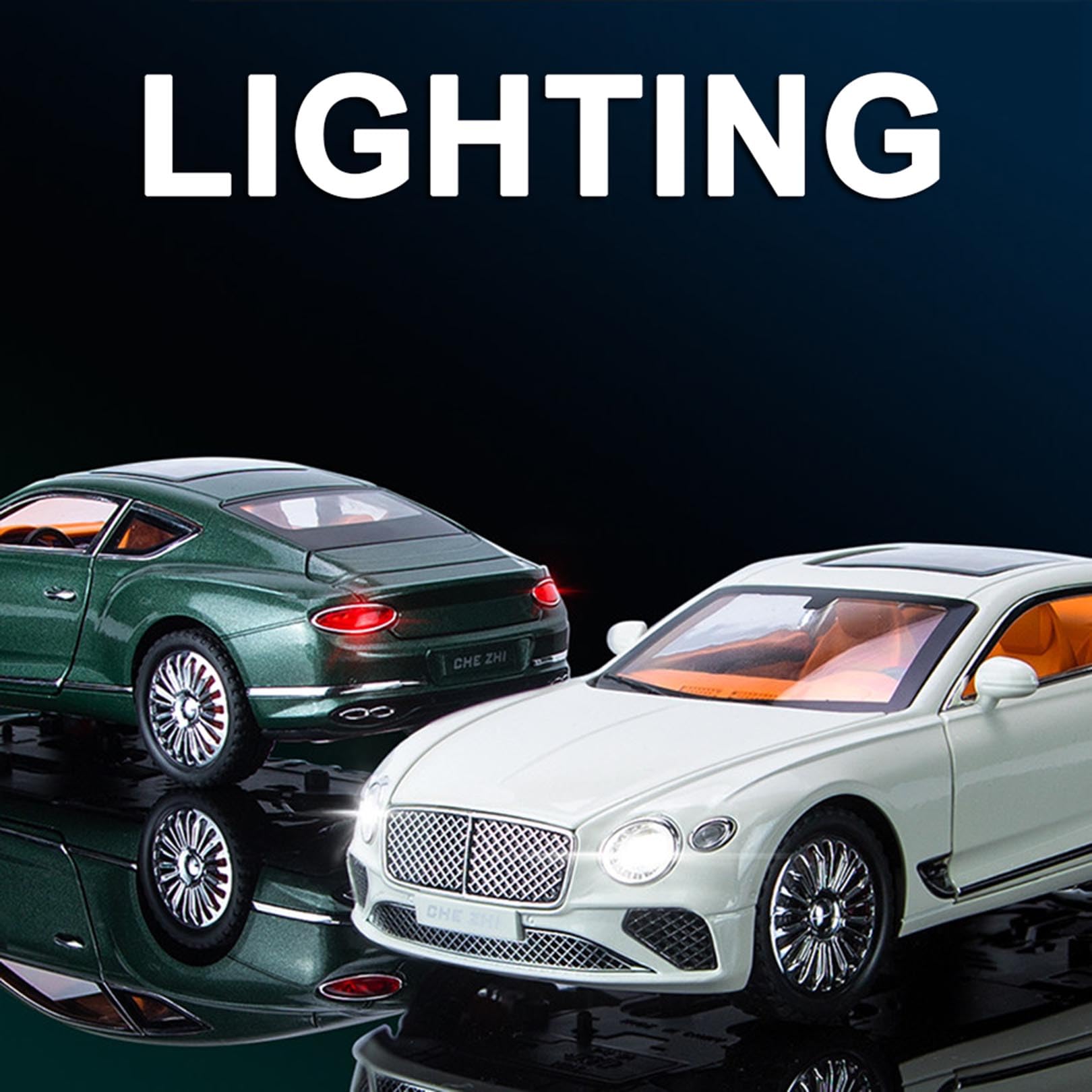 Modellino in scala 1:24, compatibile con Bentley Continental GT, modellini in metallo pressofuso per collezionisti (White)