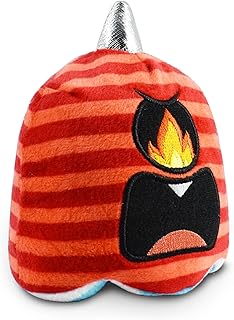 TeeTurtle | The Original Reversible Cyclops Plushie | Patented Design | Sensory Fidget Toy for Stress Relief | Blue + Red Stripes | Happy + Angry | Show Your Mood Without Saying a Word!