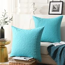 MarCielo 2 Pack Throw Pillow Covers Euro Sham Covers 18"X18", Teal