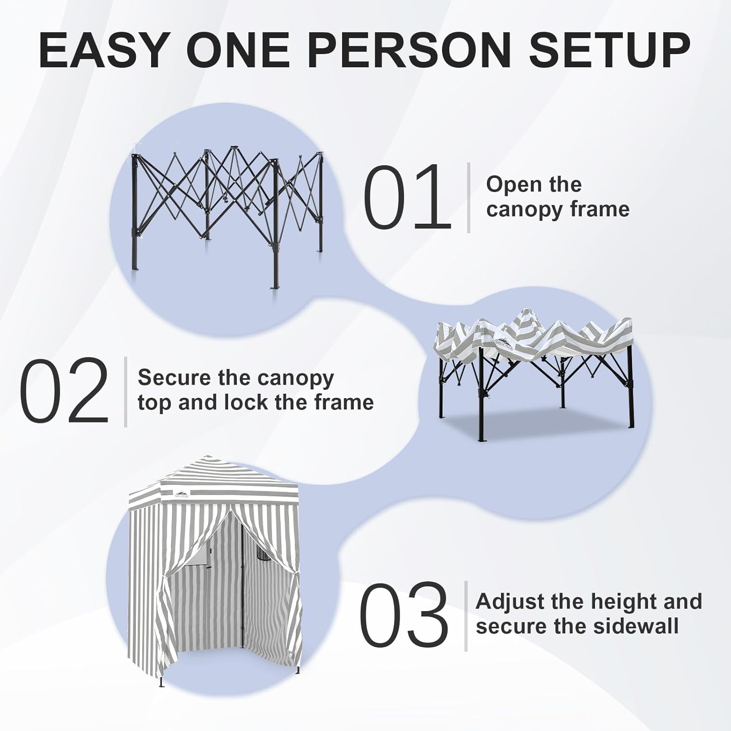 EAGLE PEAK Flex Ultra Compact 5x5 Pop-up Canopy, Sun Shelter, Changing Room, Portable Privacy Tent for Pool, Fashion Photoshoots, or Camping, Gray/White