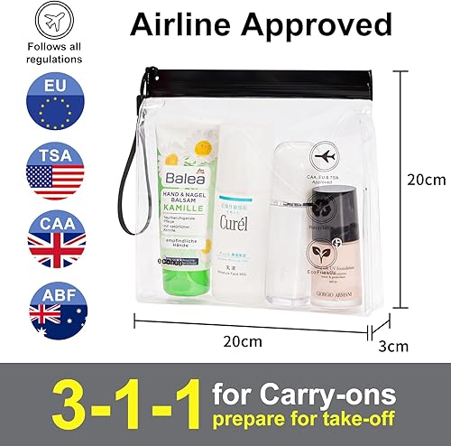 Miniatura 2 de ECOHUB Neceser transparente aprobado por la TSA, paquete de 2 unidades, 100% compatible con 3-1-1, tamaño de cuarto de galón, bolsa de aseo de