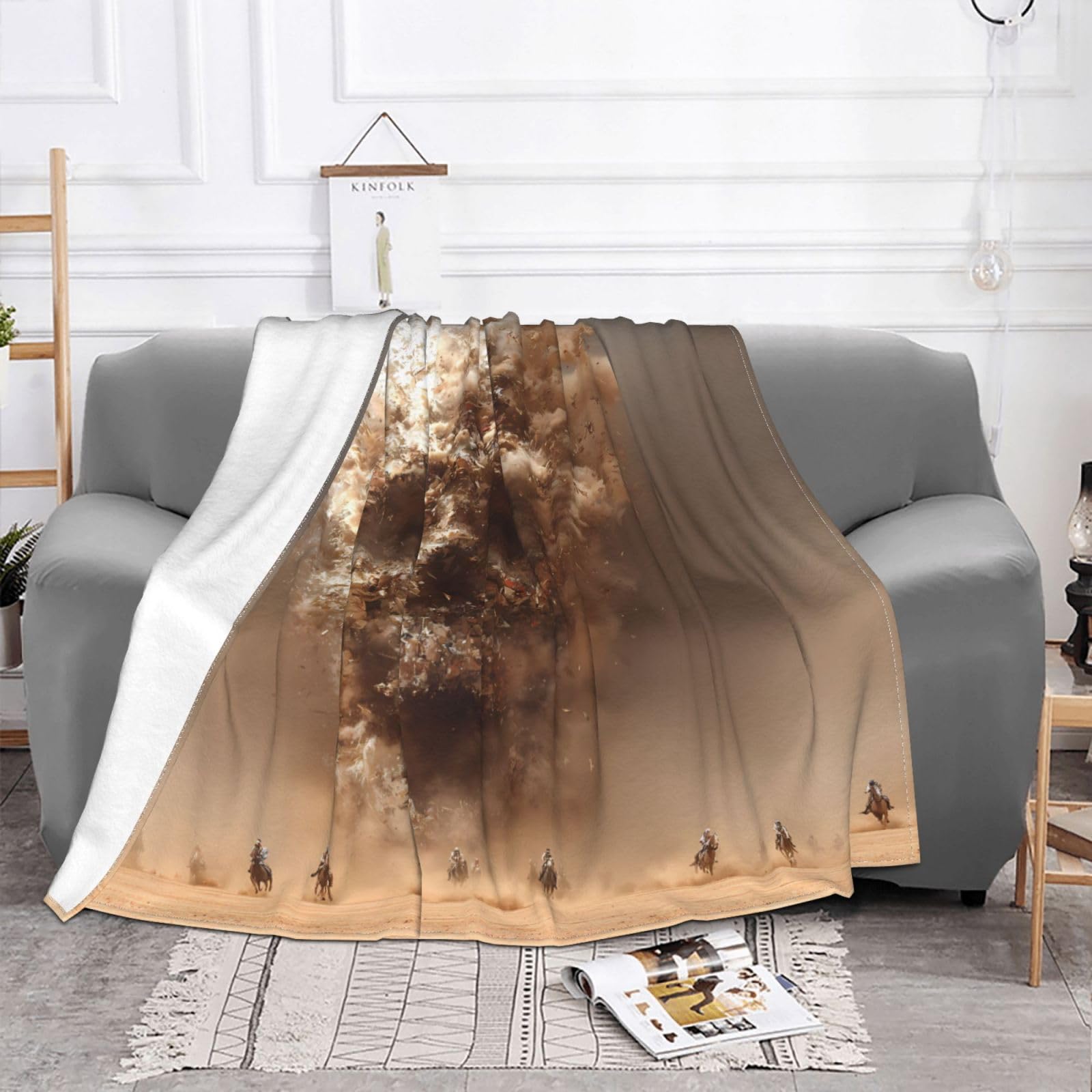 Manta de viaje portátil de 80 x 60 pulgadas, suave, resistente a las arrugas, plegable, exquisito estampado Extreme Chase