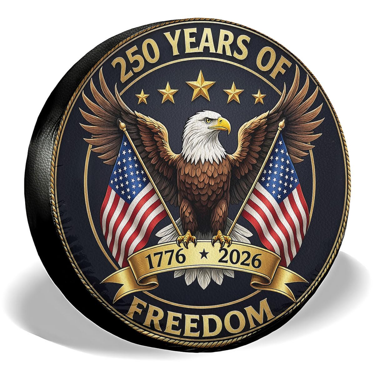 GENANY America Flag Premium PVC Leather Spare Tire Cover, Universal Fit for RV Jeep Camper Trailer, Dustproof, Waterproof Jeep Tire Cover with No Camera Hole, Car Decor
