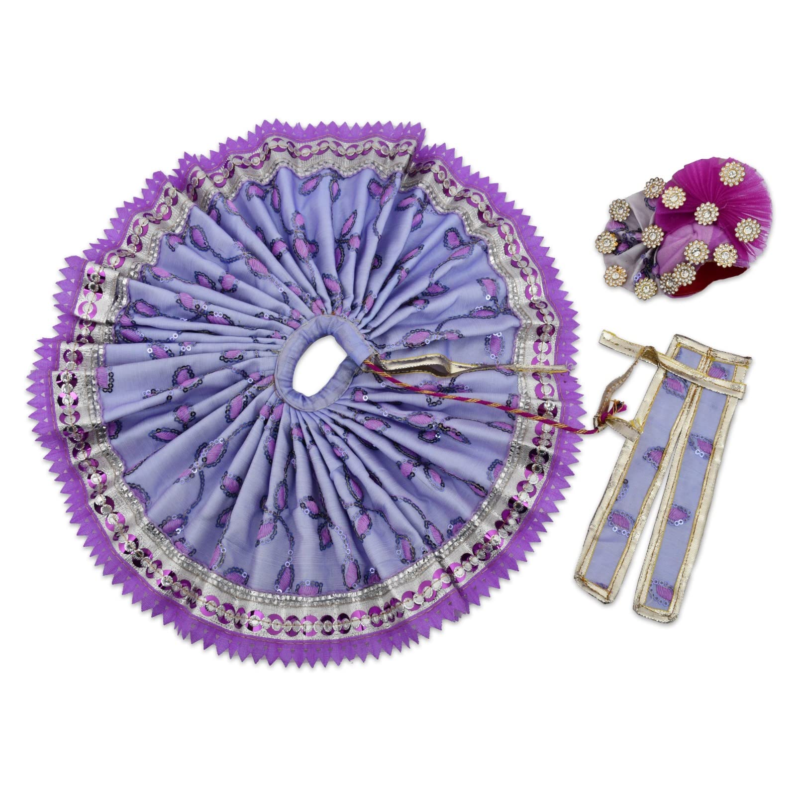 Spiritual Gems Laddu Gopal (Attire Or poshak) Purple Thread Work with Stone Work|God Dress|Bhagwaan Krishna ji Poshak/Shree Dhar Poshak (p9-Purple-3 No.)