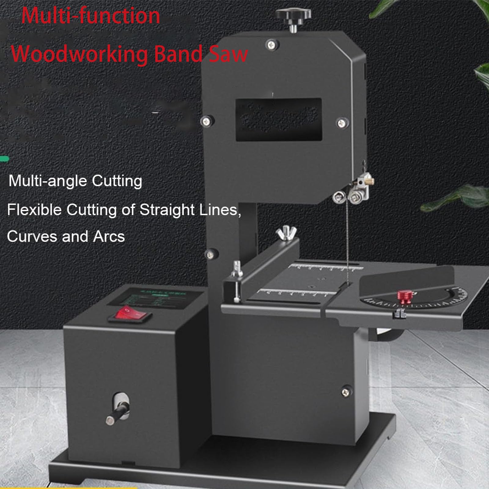 Sierra de cinta profesional de mesa con motor de cobre resistente, profundidad de corte de 70 mm, bisel ajustable y base de metal estable para carpintería de precisión