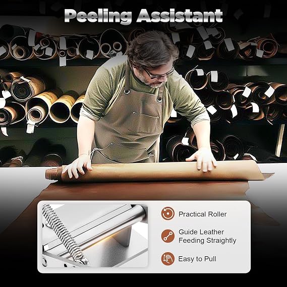 Leather Skiving Machine, Stainless Manual Leather Peeling Machine Adjustable Splitter Skiver Peeler Paring DIY Craft Tool