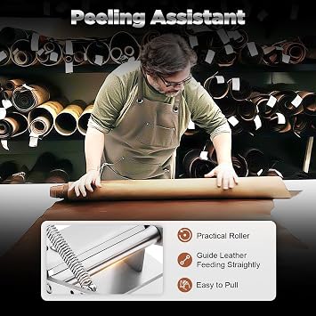 Leather Skiving Machine, Stainless Manual Leather Peeling Machine Adjustable Splitter Skiver Peeler Paring DIY Craft Tool