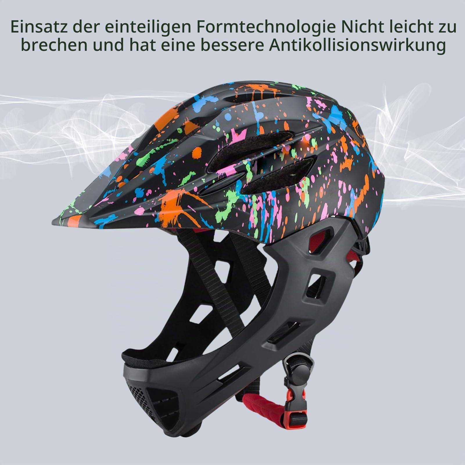 Kinderhelm Verstellbare Atmungsaktive Kinderhelm Fahrradhelme, Leichte Integralhelme mit LED Licht Für Fahrräder Skateboards(52-56 cm)