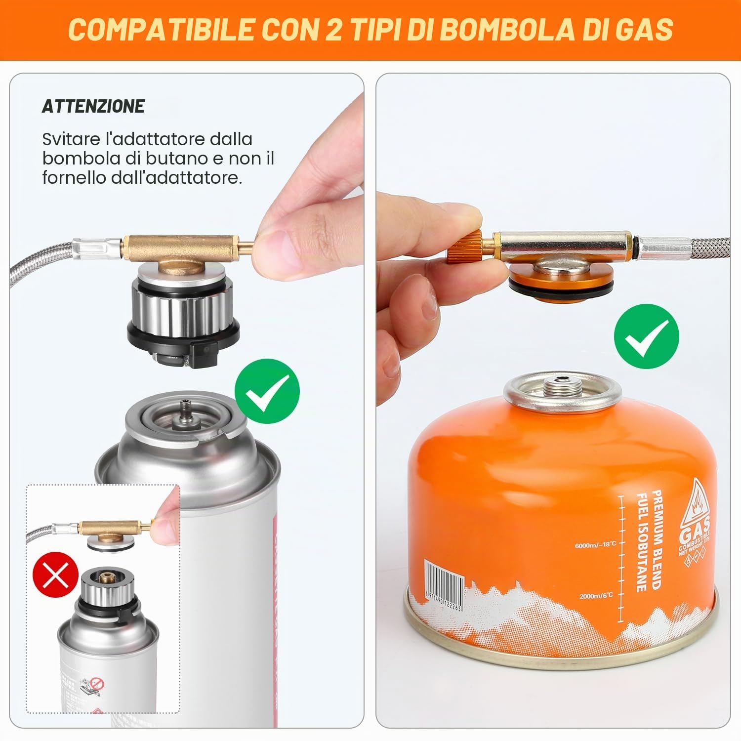 Odoland Fornello da campeggio 3500W con accensione piezoelettrica, fornello da campeggio a gas antivento per tutte le cartucce a vite, con adattatore Fornello da campeggio pieghevole Grigio