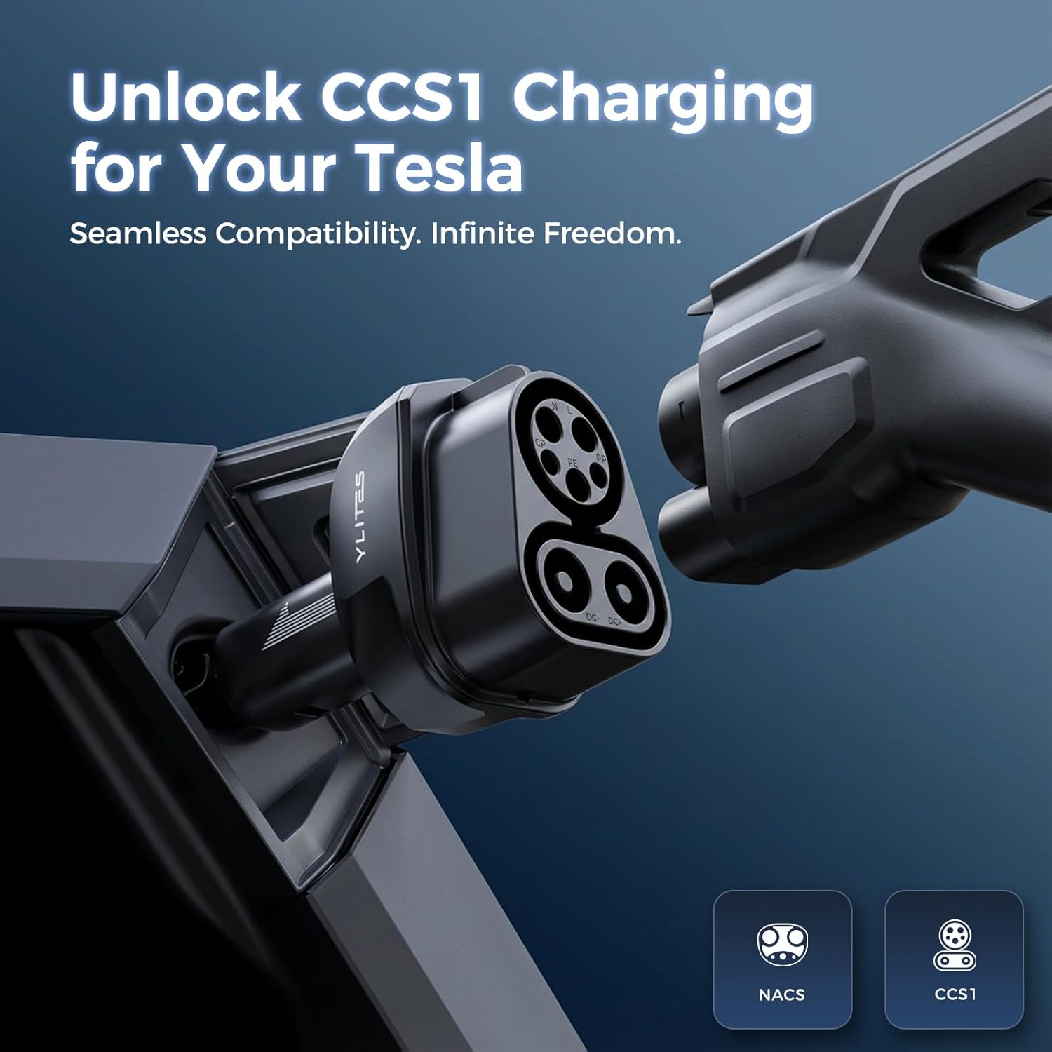 CCS1 to Tesla Charging Adapter, 250kW DC Fast Charge Converter, CCS to NACS Adapter with Enhanced Heat Dissipation, Easy Plug & Unplug for Public DC Fast Charging Stations & Road Trips