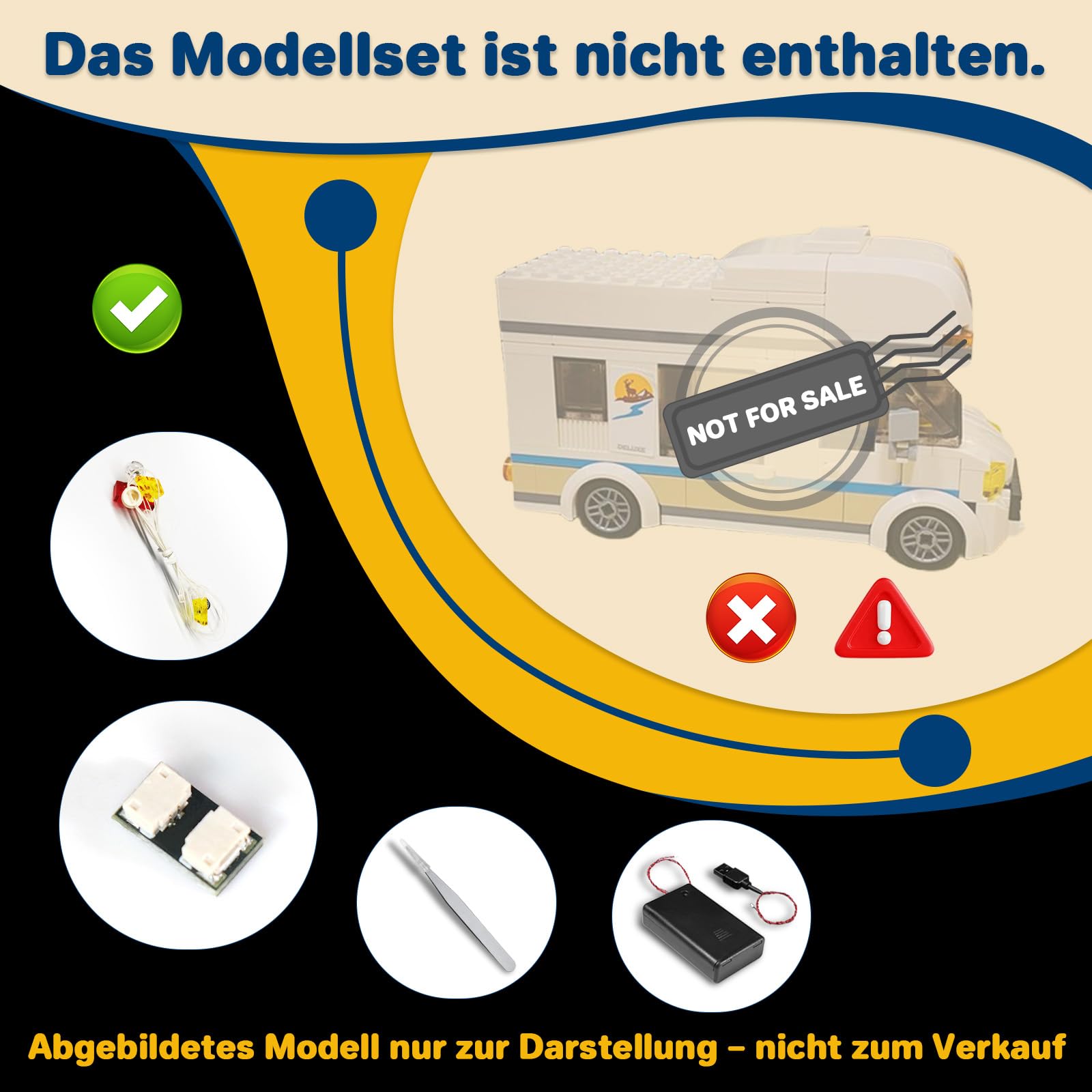 LocoLee Led Licht Set Kompatibel mit LEGO 60283 Ferien Wohnmobil Spielzeug, Campingbus Dekorations Led Beleuchtungs Set Light Kit Compatible with LEGO 60283 - Nur Lichter Set, Kein Modell - 3
