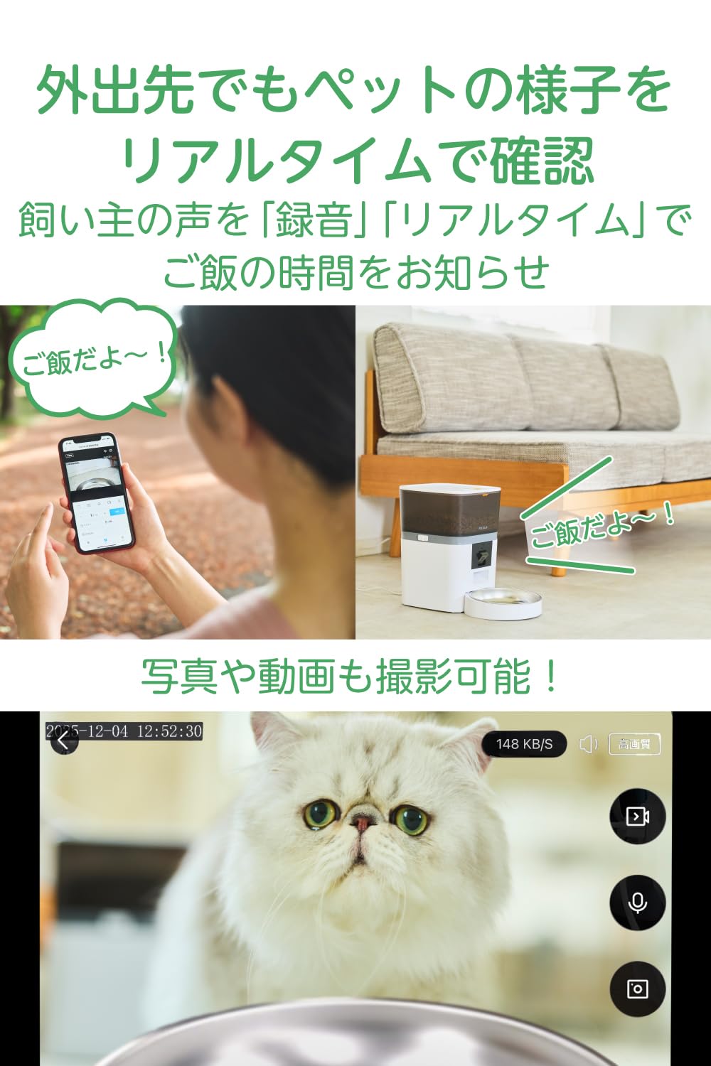 Amazon | エレコム 自動給餌器 カメラ付き 4L (約2.2kg) スマホ連携