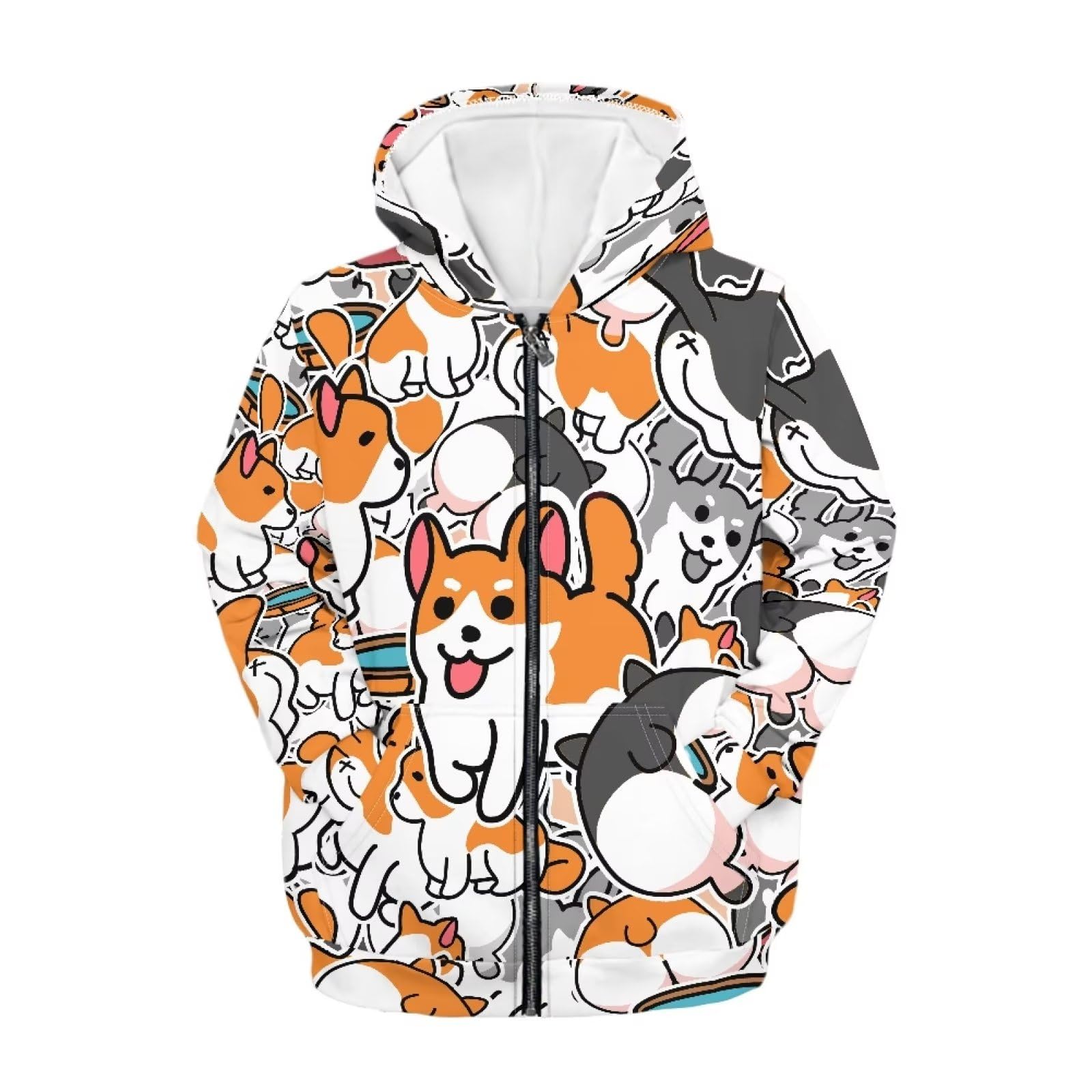 Unisex Zipper Sweatshirt Boys Girls Hooded with 2 Pocket Pullover Hoodies for 6-16Y Kids