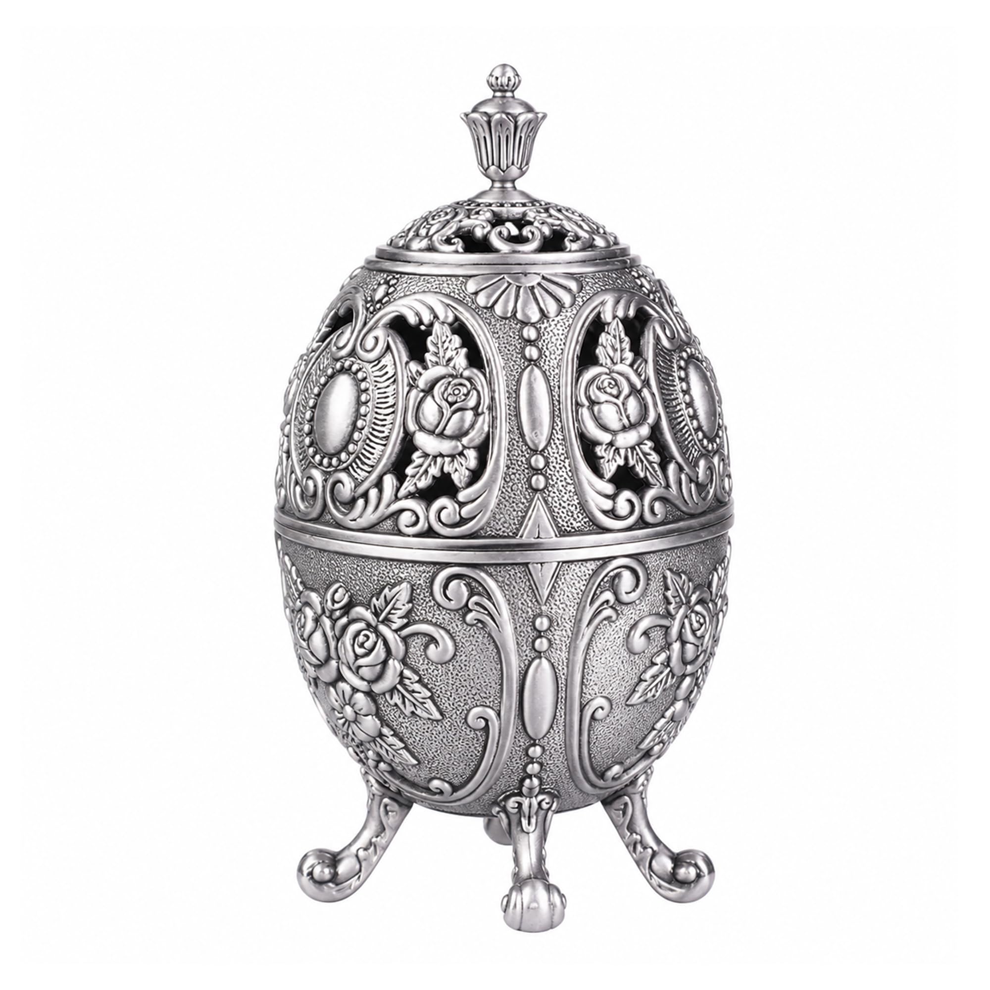 FATASH Bakhoor Burner - Traditional Arabian Incense Burner for Oud & Charcoal, Vintage Metal Aroma Diffuser, Decorative Home Décor & Eid Gift for Yoga, Spa & Aromatherapy - Silver