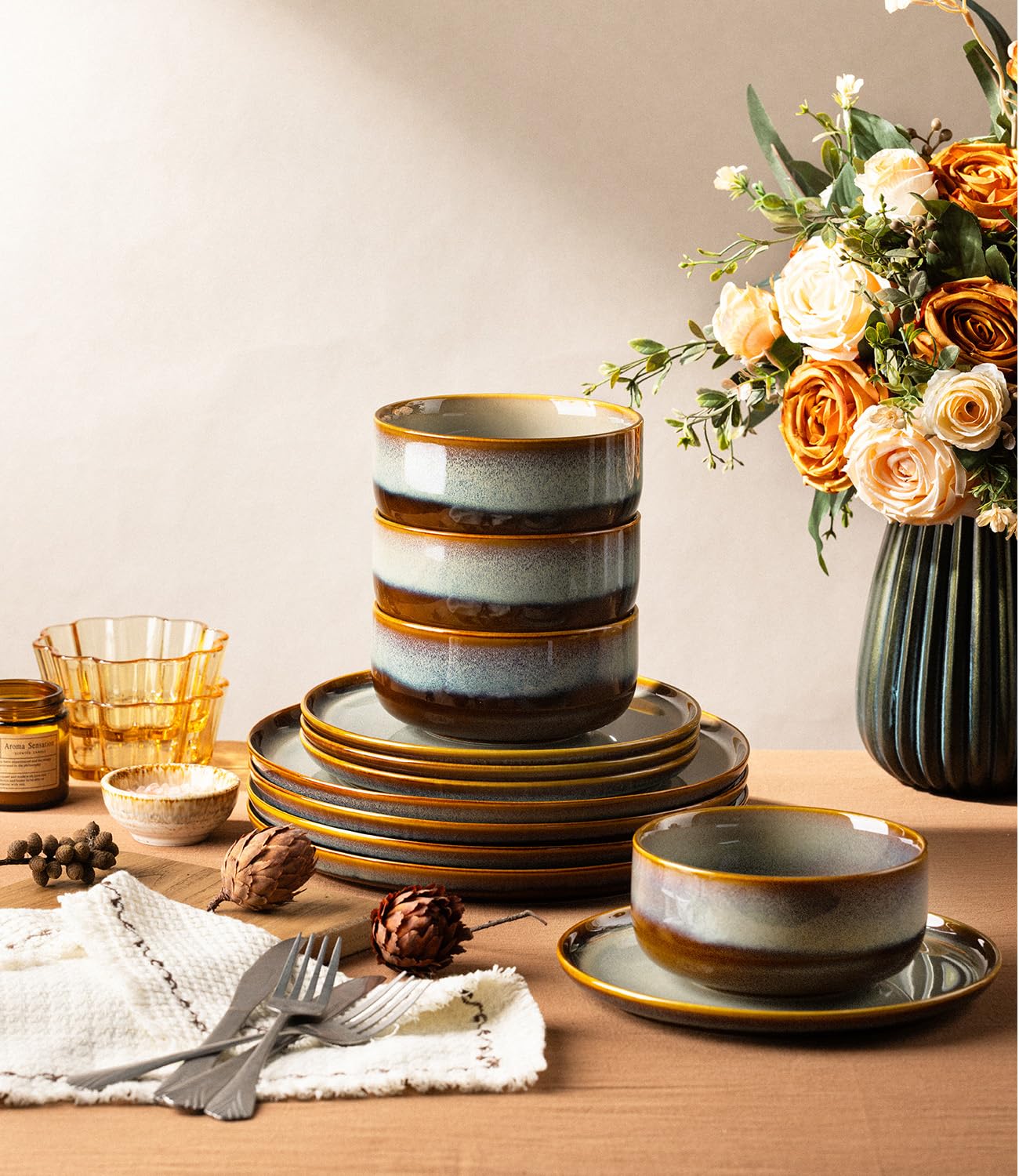 Amazon.com | TheTerra Ceramic Dinnerware Sets for 4, 12 Pieces