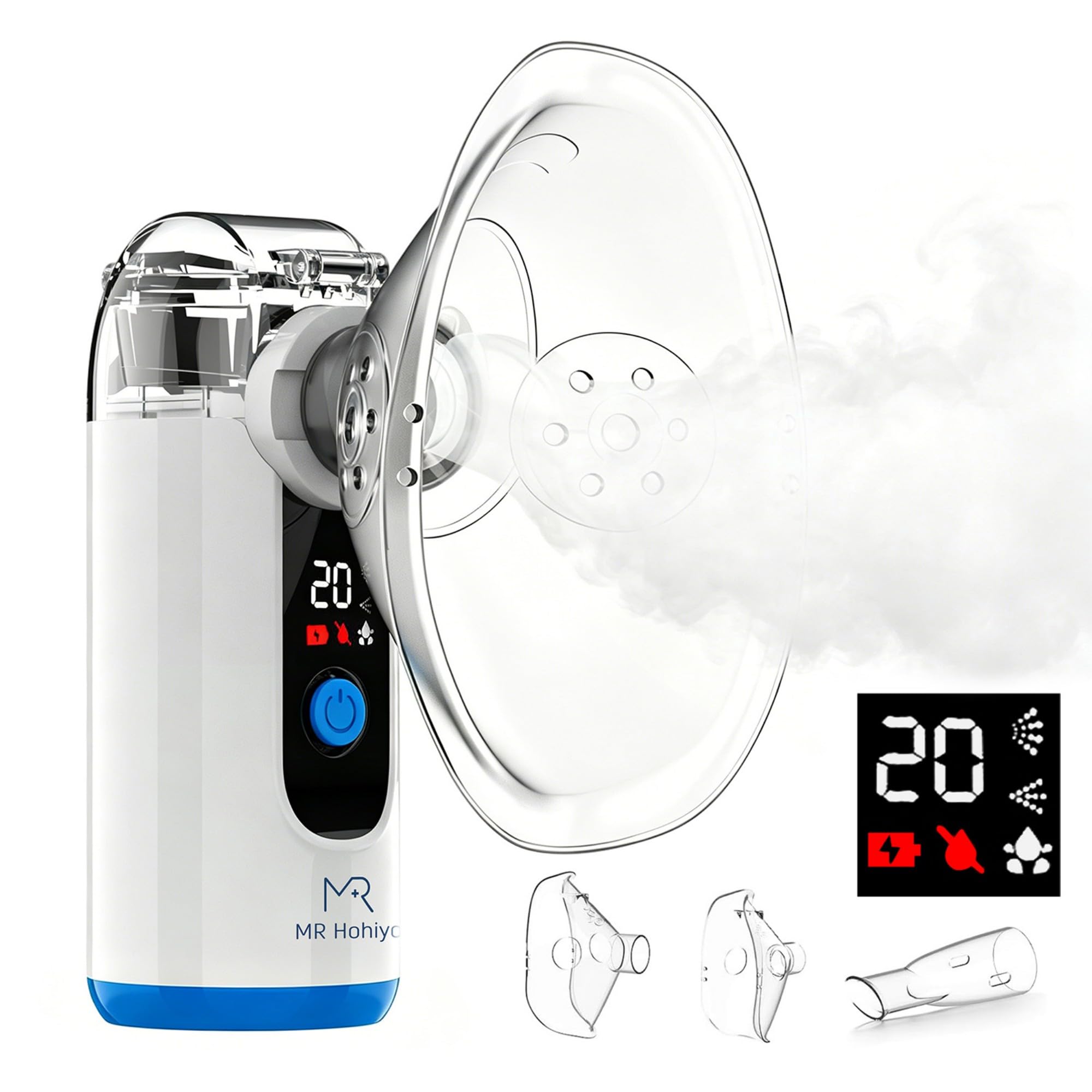 Inhalationsgerät, Leise Inhaliergeräte für Erwachsene und Kinder | Partikelgröße 1-5µm, 2 Zeitgesteuerte Sprühmodi, Automatische Reinigungsfunktion, Tragbar & USB-aufladbar