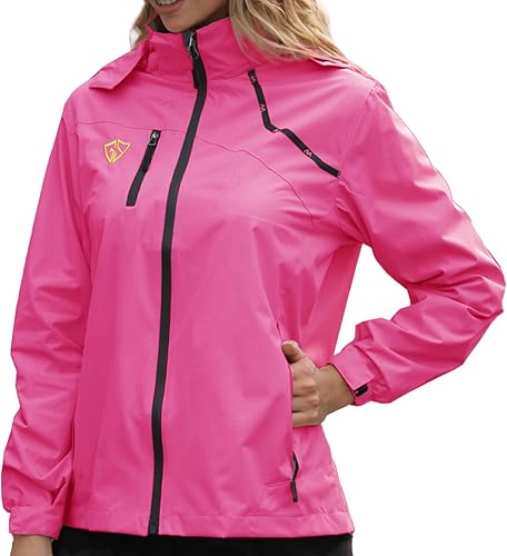 Miniatura 2 de GIISAM Chaqueta impermeable con capucha para mujer, chaqueta de lluvia ligera y plegable con cremallera completa, chaqueta cortavientos con capucha