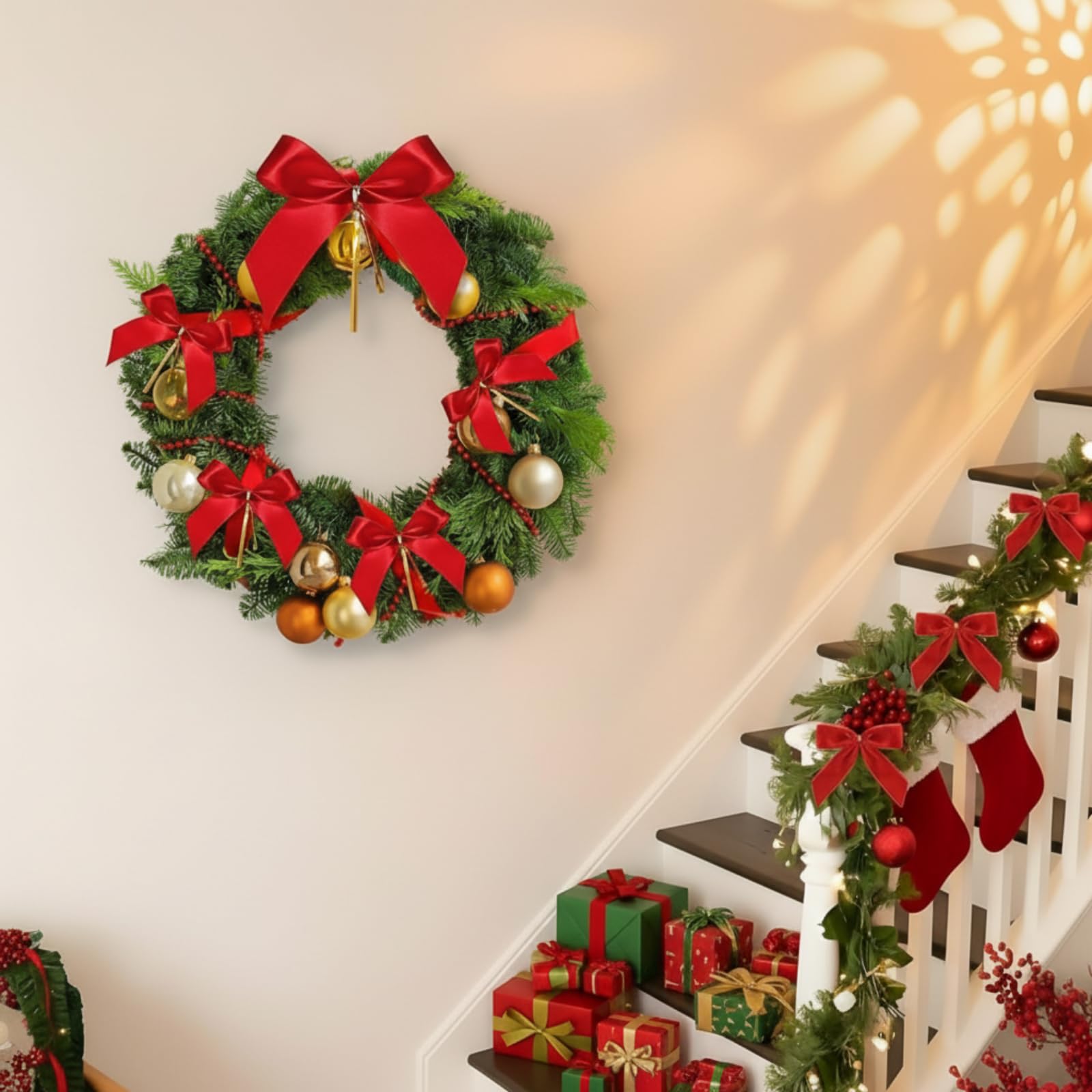 JAWSEU 6 fiocchi di Natale decorativi, fiocco rosso, albero di Natale, fiocchi di Natale, fiocchi con brillantini, decorazioni da appendere per Natale, alberi di Natale, matrimoni