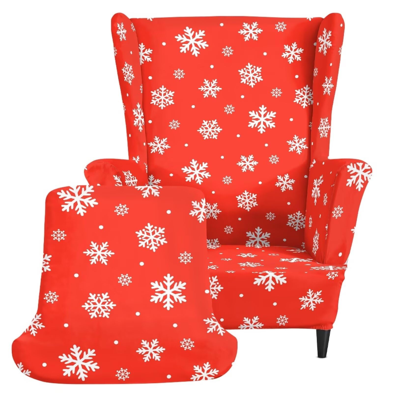 Biyejit Funda roja para silla de sala de estar y dormitorio con copos de
