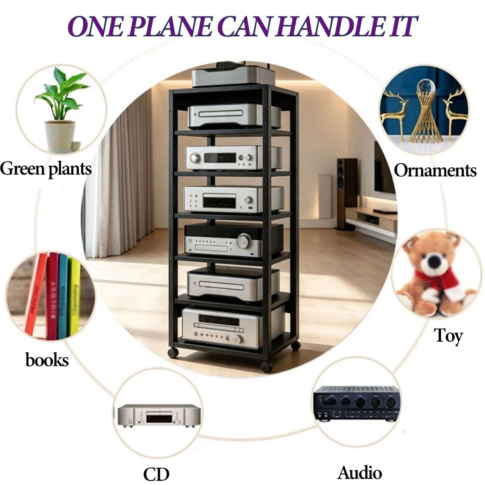 Rack Stereo HiFi Mobile 7 Ripiani Supporto Audio Video