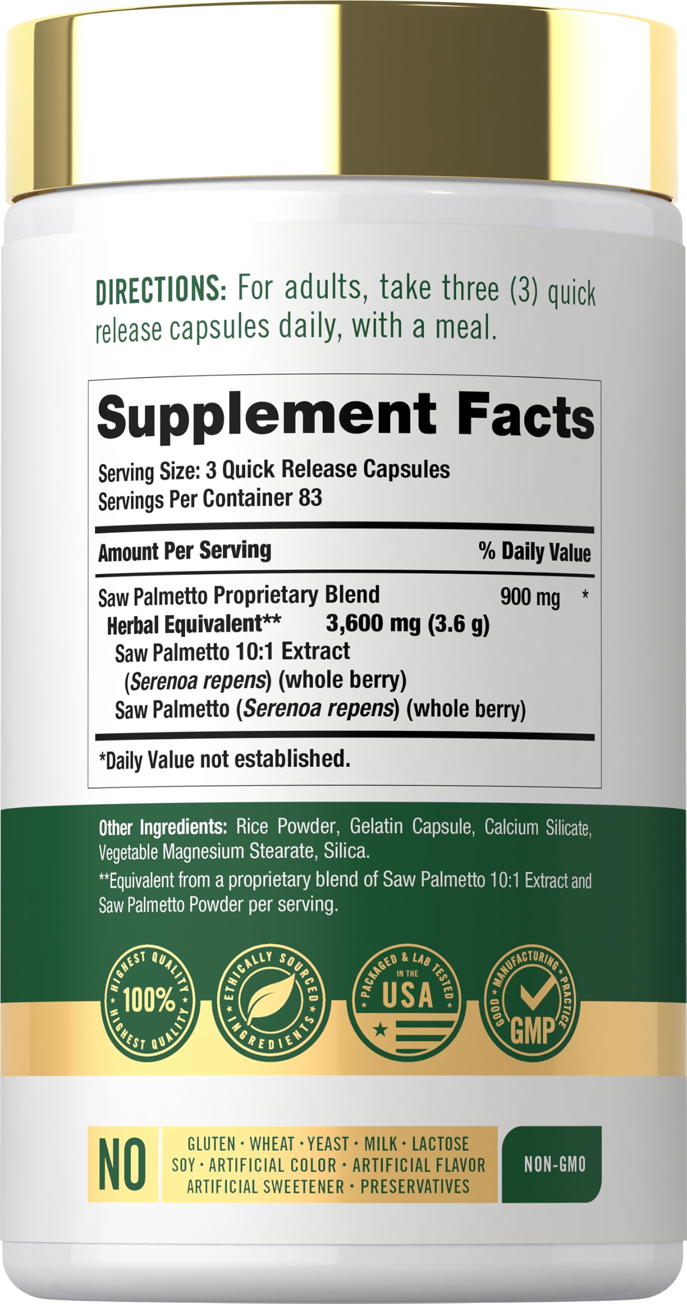 Carlyle Saw Palmetto for Men and Women | 250 Capsules — Amazon image 2