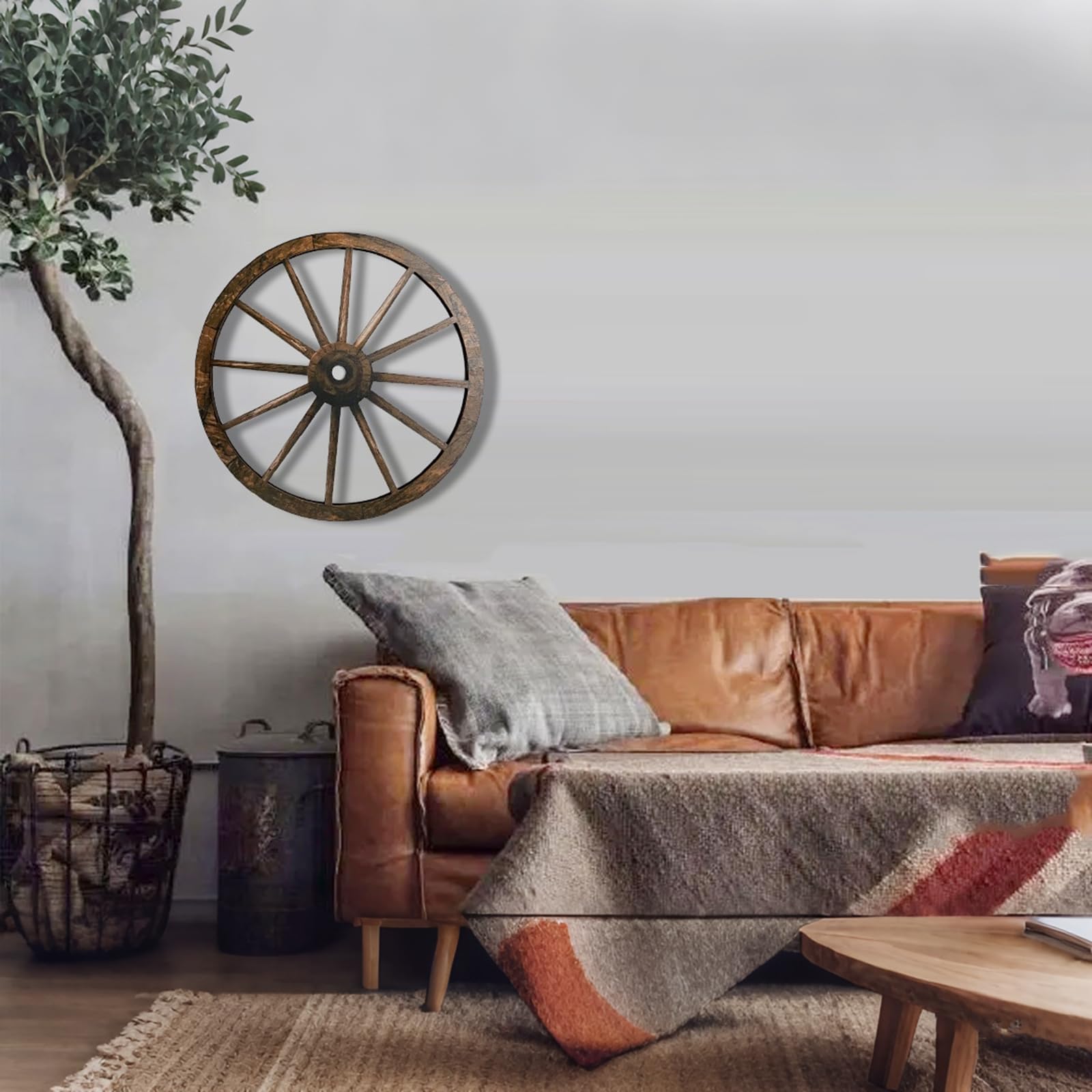 2 Ruote Di Carro In Legno 30cm - Decorazione Rustica Per Giardino, Casa E Bar - Foto 7