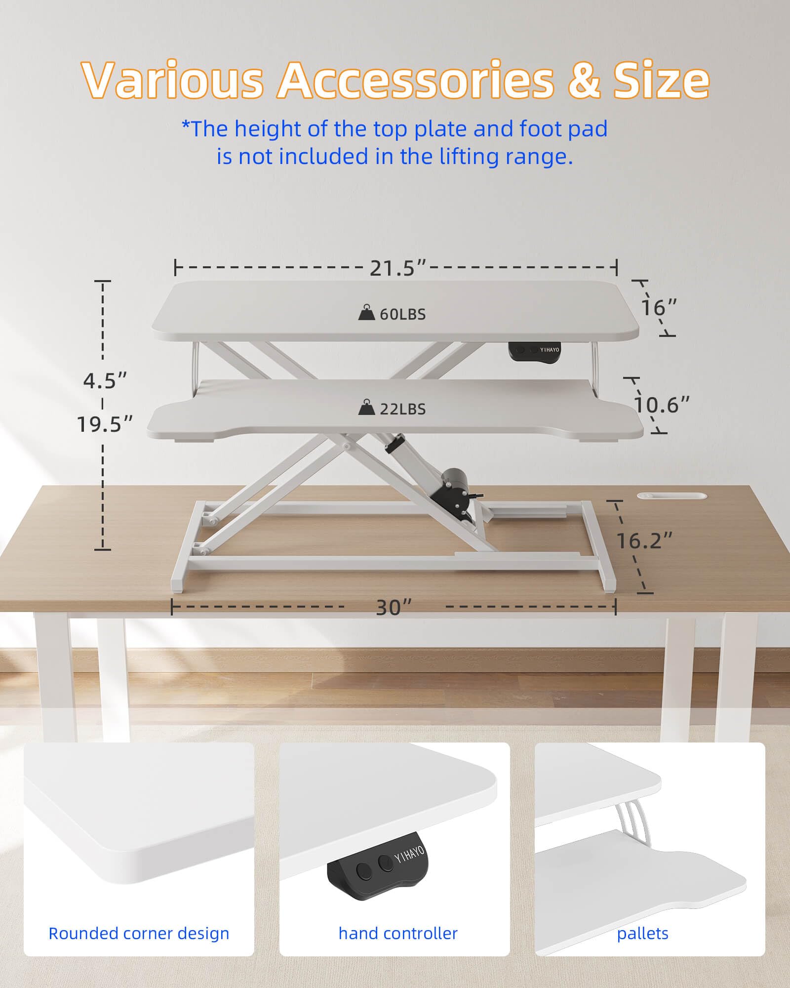 YIHAYO Electric Standing Desk Converter 32-inch Gallery Image