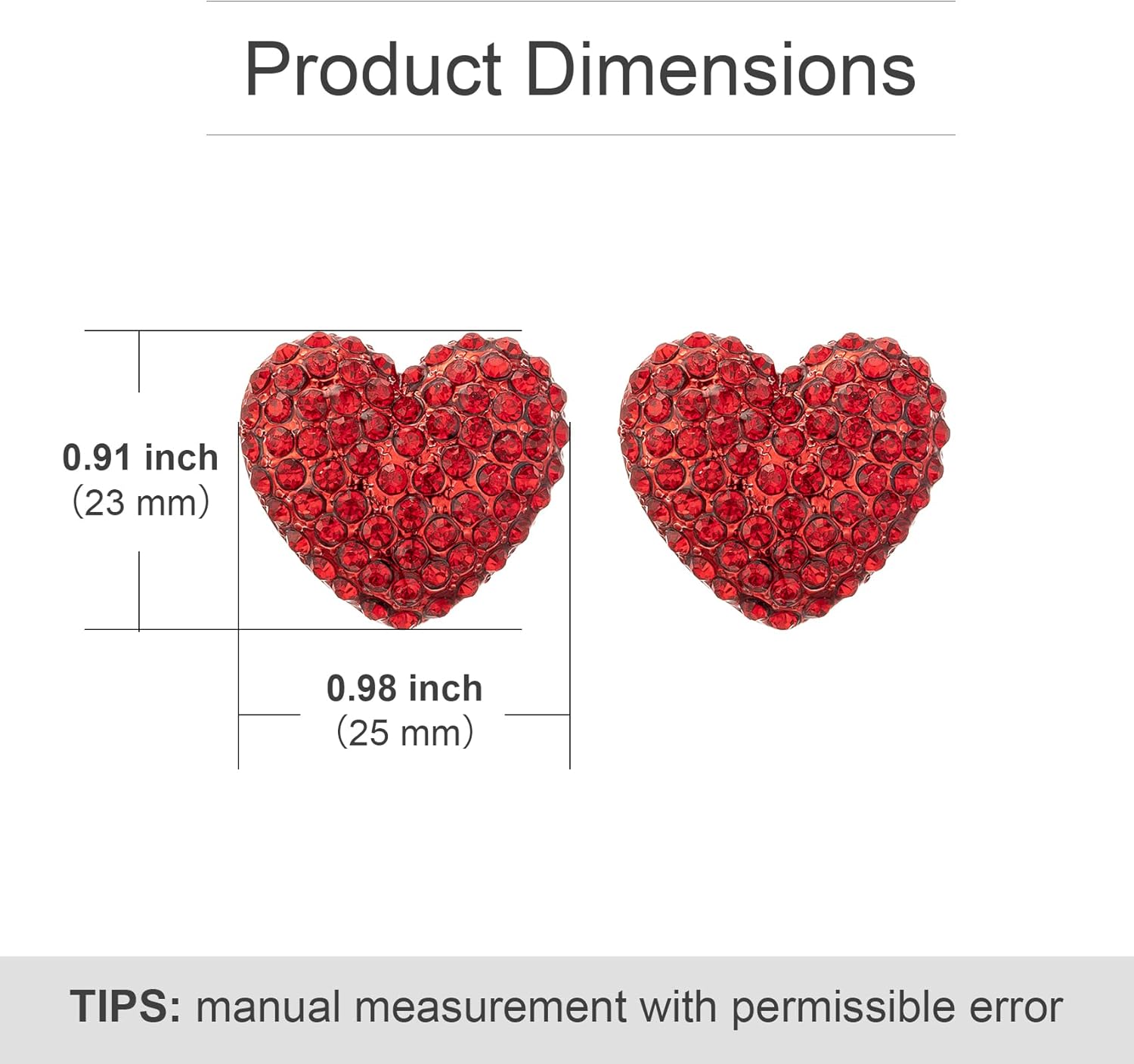 Valentines Day Earrings, Valentines Day Gifts for Her, Girlfriend, Wife, Big Red Heart Stud Earrings for Women, Sparkling Rhinestone Earrings, E03A - Image 8