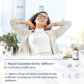 HIQILI 3.38 Fl Oz Thyme Essential Oil, 100% Pure Undiluted for Hair, Skin, Diffuser, Aromatherapy, Includes 10ML Travel Bottle - 100ML
