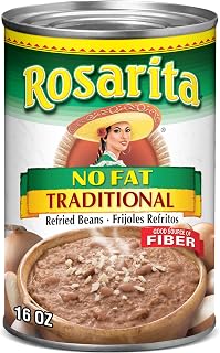 Rosarita No Fat Traditional Refried Beans, 16 oz - Authentic Mexican Flavor, Zero Fat, 100 Calories Per Serving