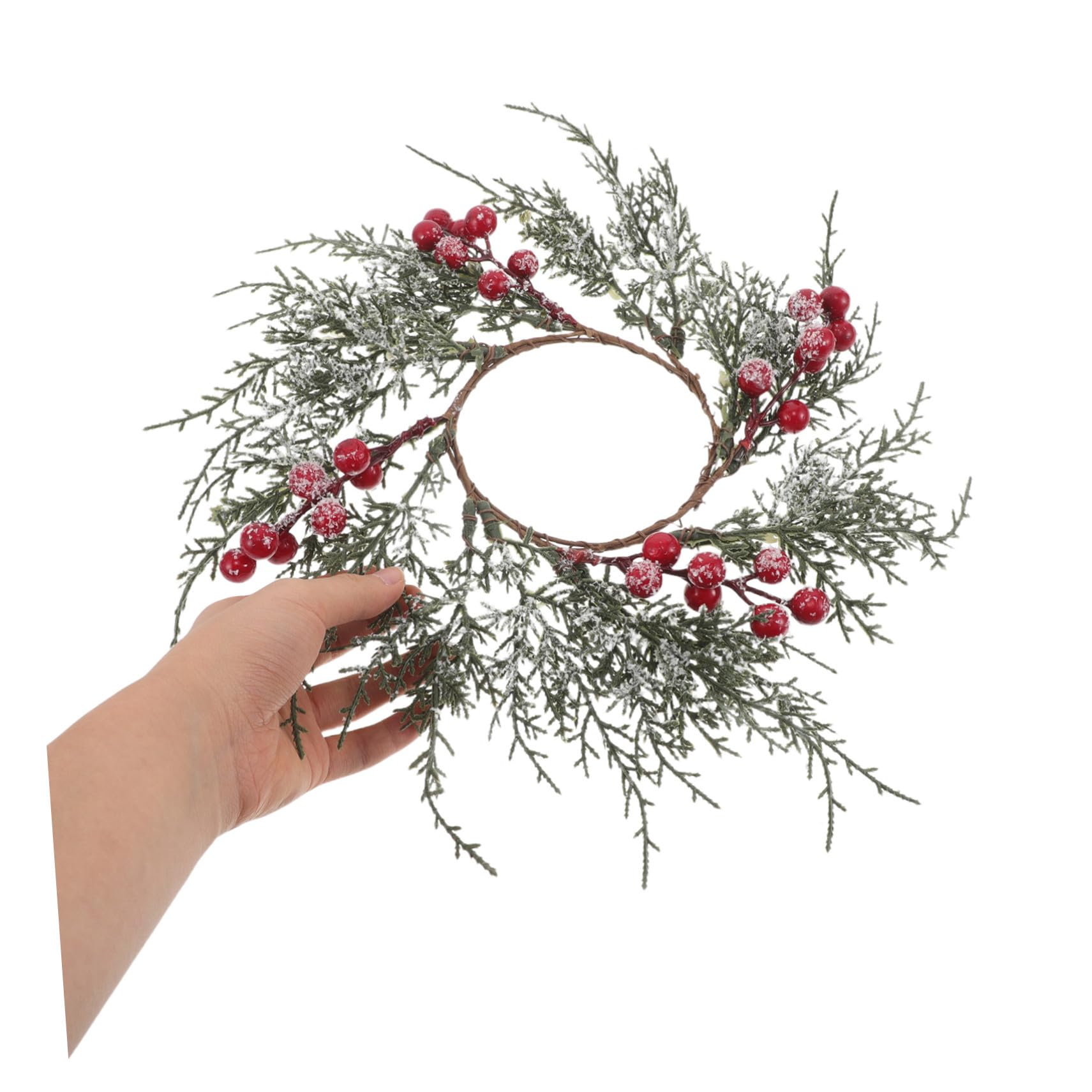 4 Piezas Anillos de Vela Navideños Artificiales con Bayas Rojas Pino para Candelabros de Pilar y Velas de Té Decoración Ligera y Reutilizable para Centro de Mesa Navideño