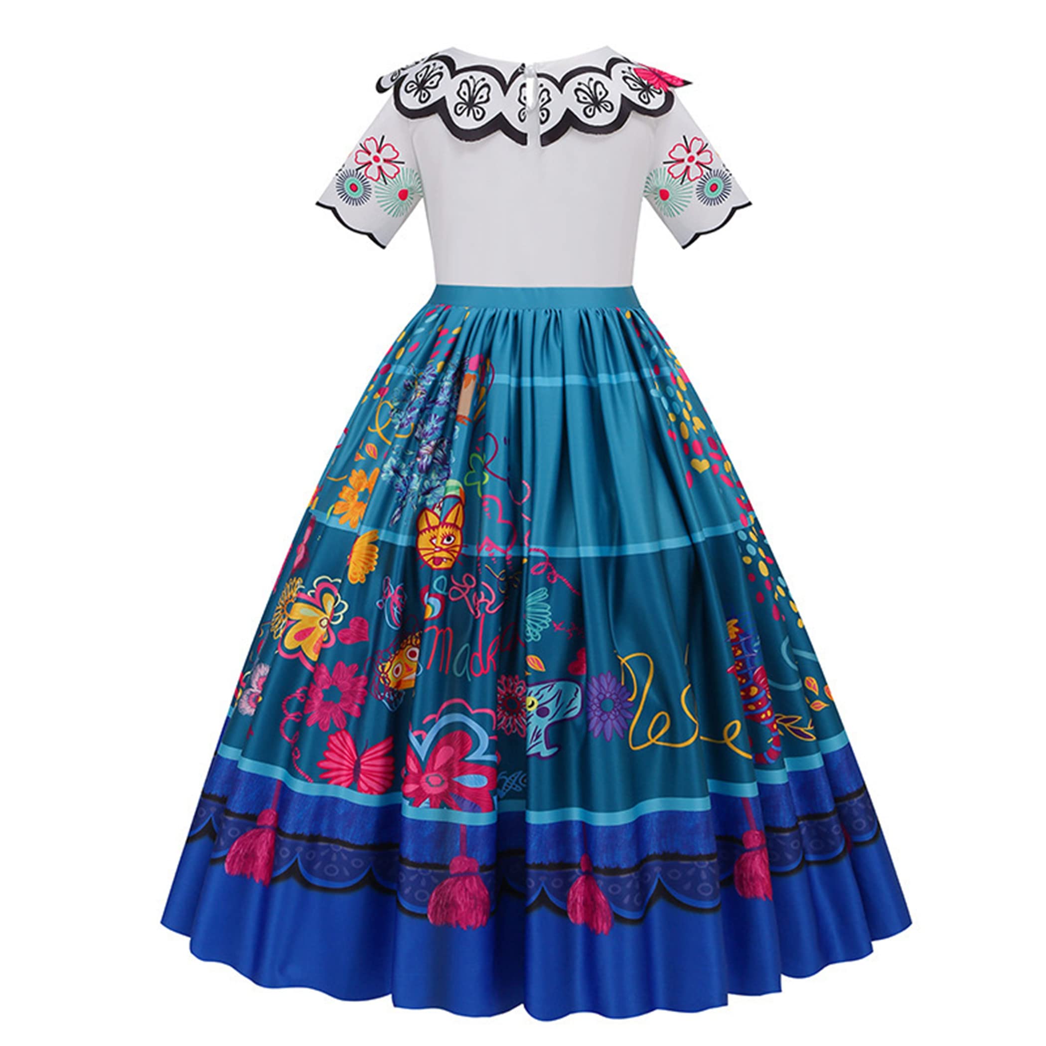 Eleasica Costumi per bambini Mirabel Encanto Travestimento Vestito Parrucca Vestito Fascia per capelli Orecchini Borse Abiti Natale Partito Regalo di Compleanno Carnevale Halloween