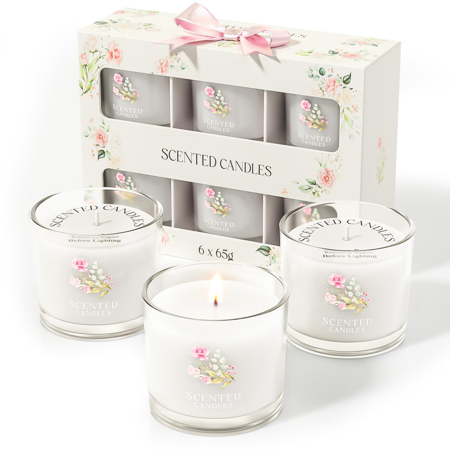 CHILLFLAME Scented Candle Gifts for Women, Candles Gift Set for Her, 6 Scented Candles for Mom, Teacher, Birthday Gifts for Women/Men (White, 14 oz)